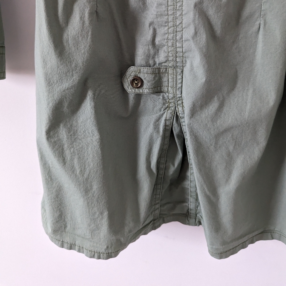 Amir Military-Inspired Belted Shirt Dress - Size 4 Green Cotton Gorpcore Fall - Picture 7 of 13